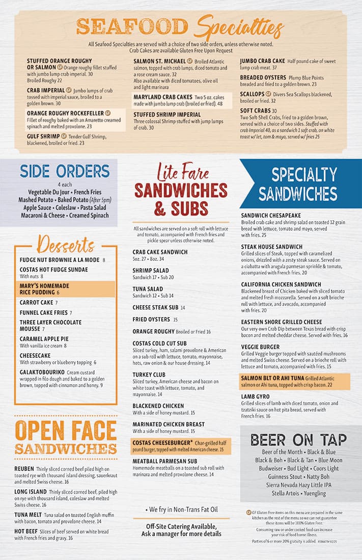 Costas Inn Timonium Menu Page 2 Revised 022326